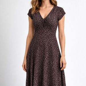 Fresh Produce Brown Printed V-Neck Midi Dress